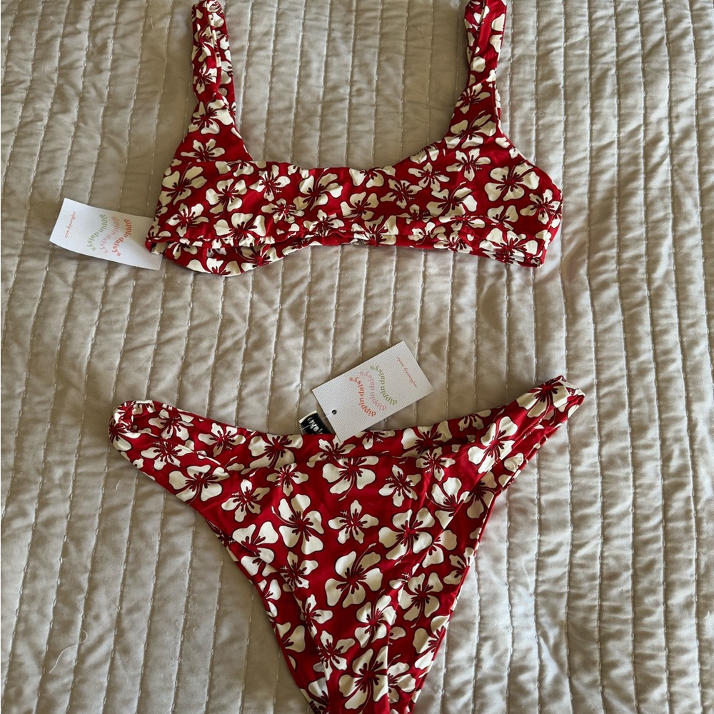 Dippin' Daisy's Red Floral Bikini Top